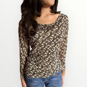 Anne Klein Y2K Beaded Mesh Long Sleeve Blouse Top‎ Size S 2000s